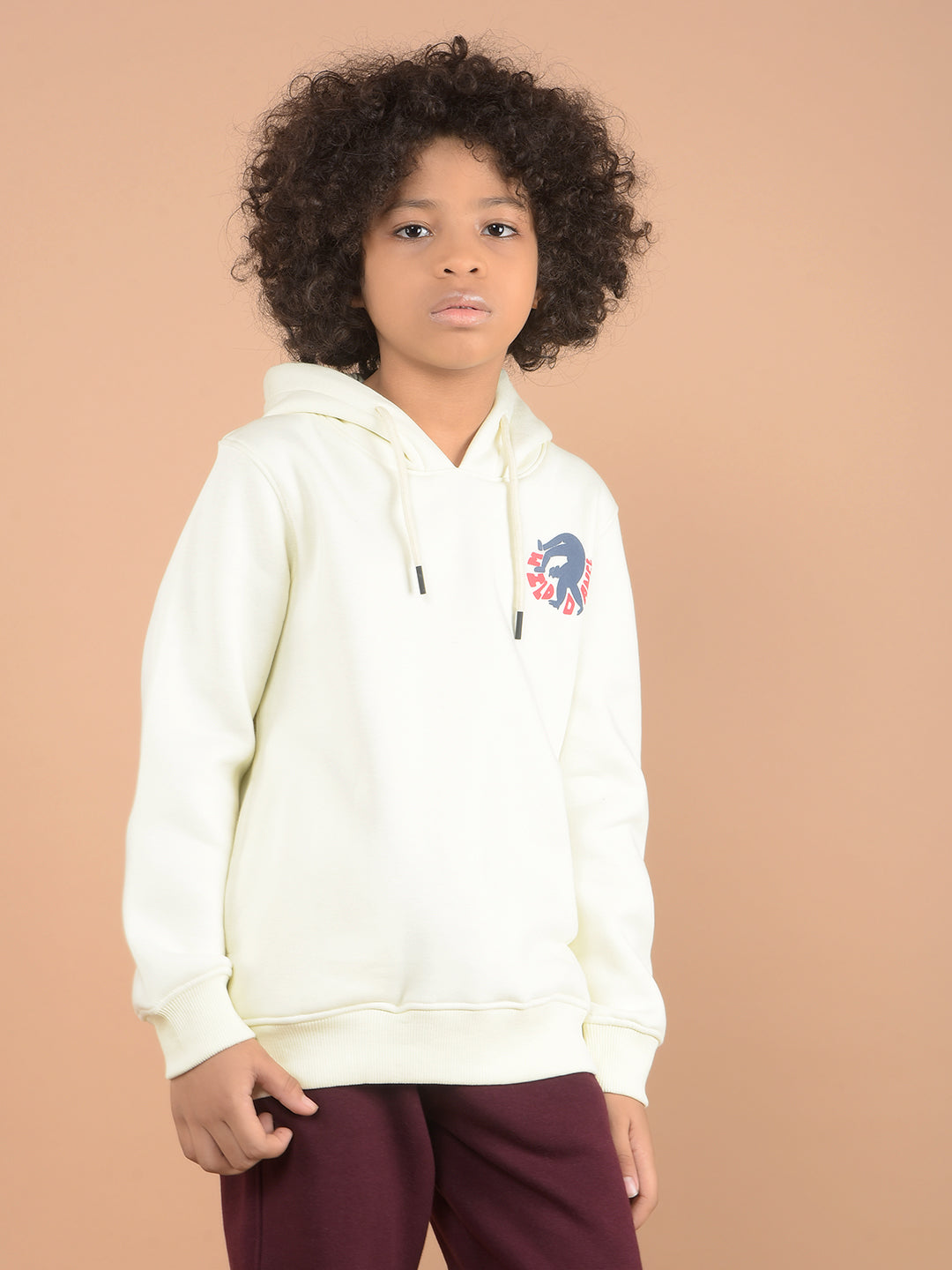 Off White Graphic Print Hooded Neck Sweatshirt-Boys Sweatshirts-Crimsoune Club