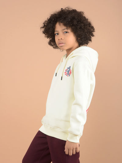 Off White Graphic Print Hooded Neck Sweatshirt-Boys Sweatshirts-Crimsoune Club