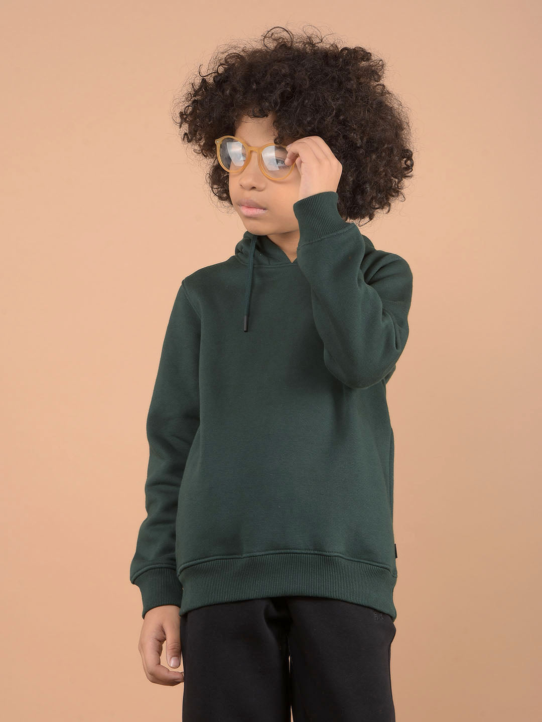 Green Graphic Print Hooded Neck Sweatshirt-Boys Sweatshirts-Crimsoune Club