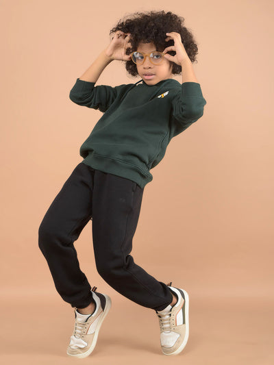 Green Graphic Print Hooded Neck Sweatshirt-Boys Sweatshirts-Crimsoune Club