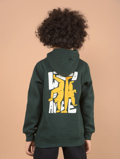 Green Graphic Print Hooded Neck Sweatshirt-Boys Sweatshirts-Crimsoune Club