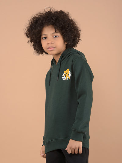 Green Graphic Print Hooded Neck Sweatshirt-Boys Sweatshirts-Crimsoune Club