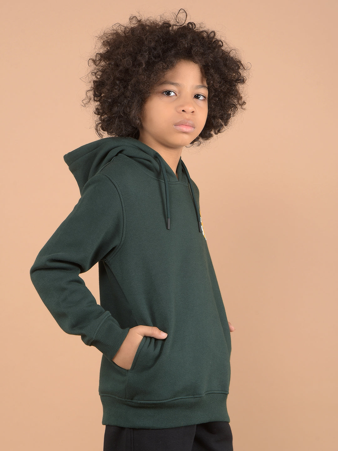 Green Graphic Print Hooded Neck Sweatshirt-Boys Sweatshirts-Crimsoune Club