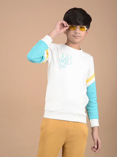 White Graphic Print Sweatshirt-Boys Sweatshirts-Crimsoune Club