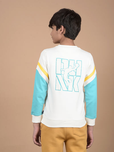 White Graphic Print Sweatshirt-Boys Sweatshirts-Crimsoune Club