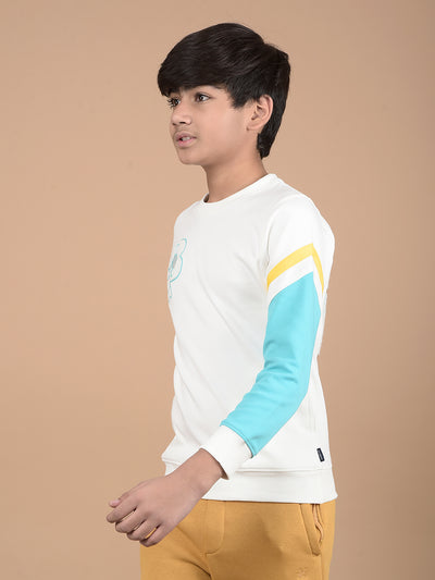 White Graphic Print Sweatshirt-Boys Sweatshirts-Crimsoune Club