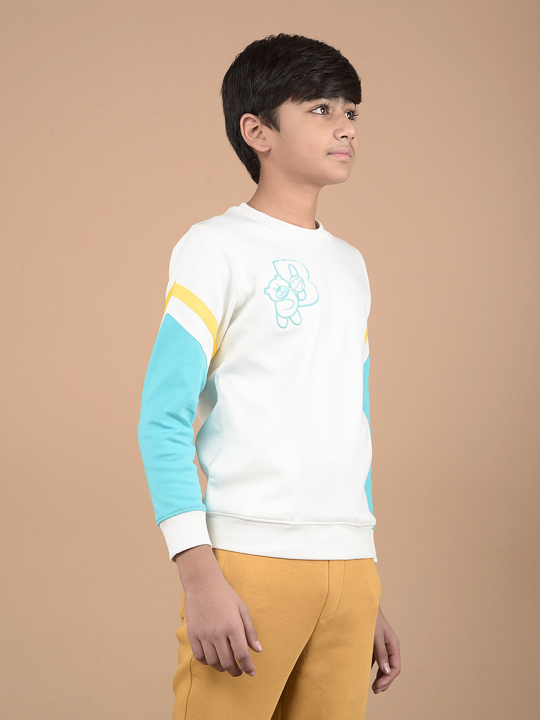 White Graphic Print Sweatshirt-Boys Sweatshirts-Crimsoune Club