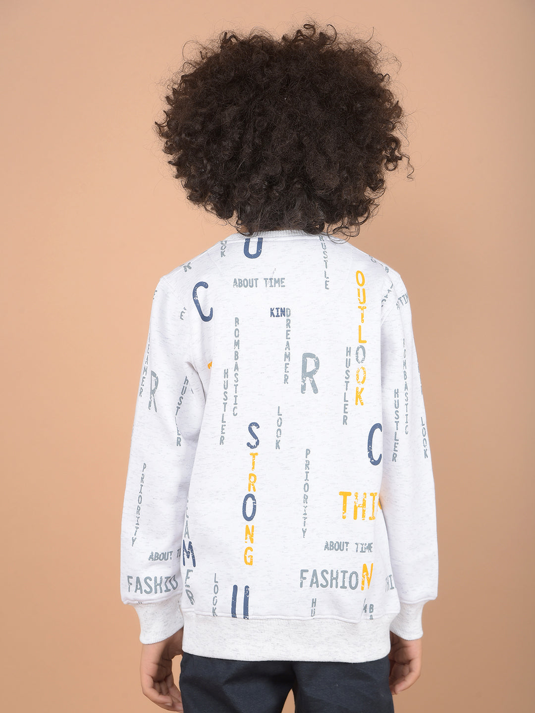 White Typographic Print Sweatshirt-Boys Sweatshirts-Crimsoune Club