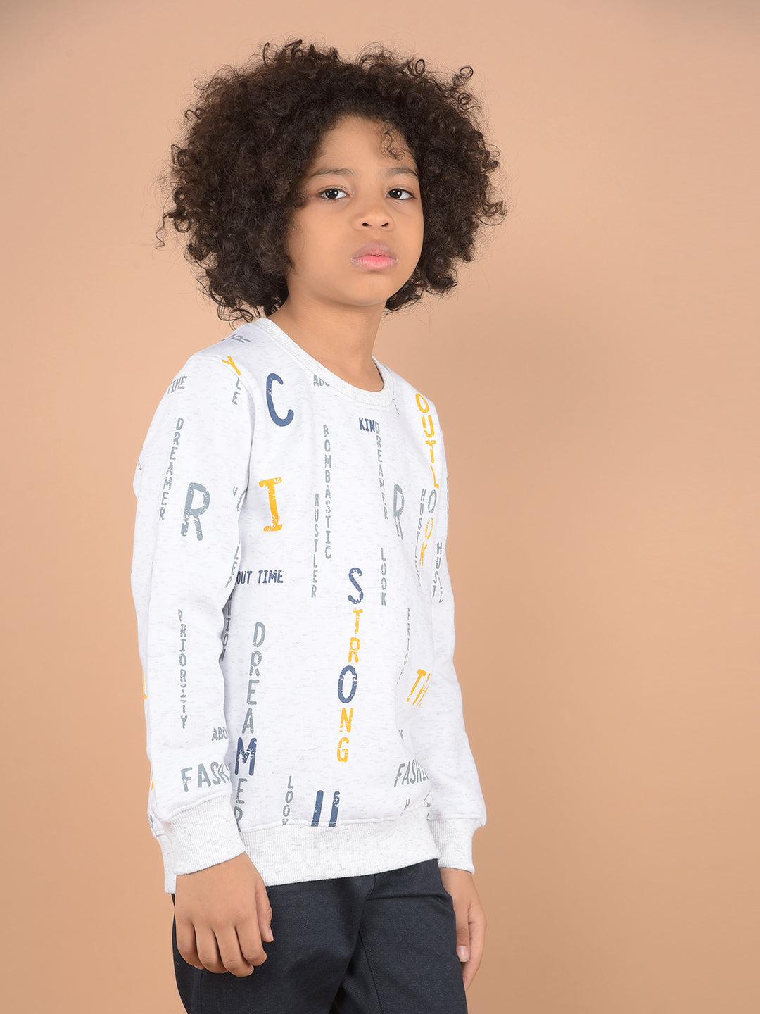 White Typographic Print Sweatshirt-Boys Sweatshirts-Crimsoune Club