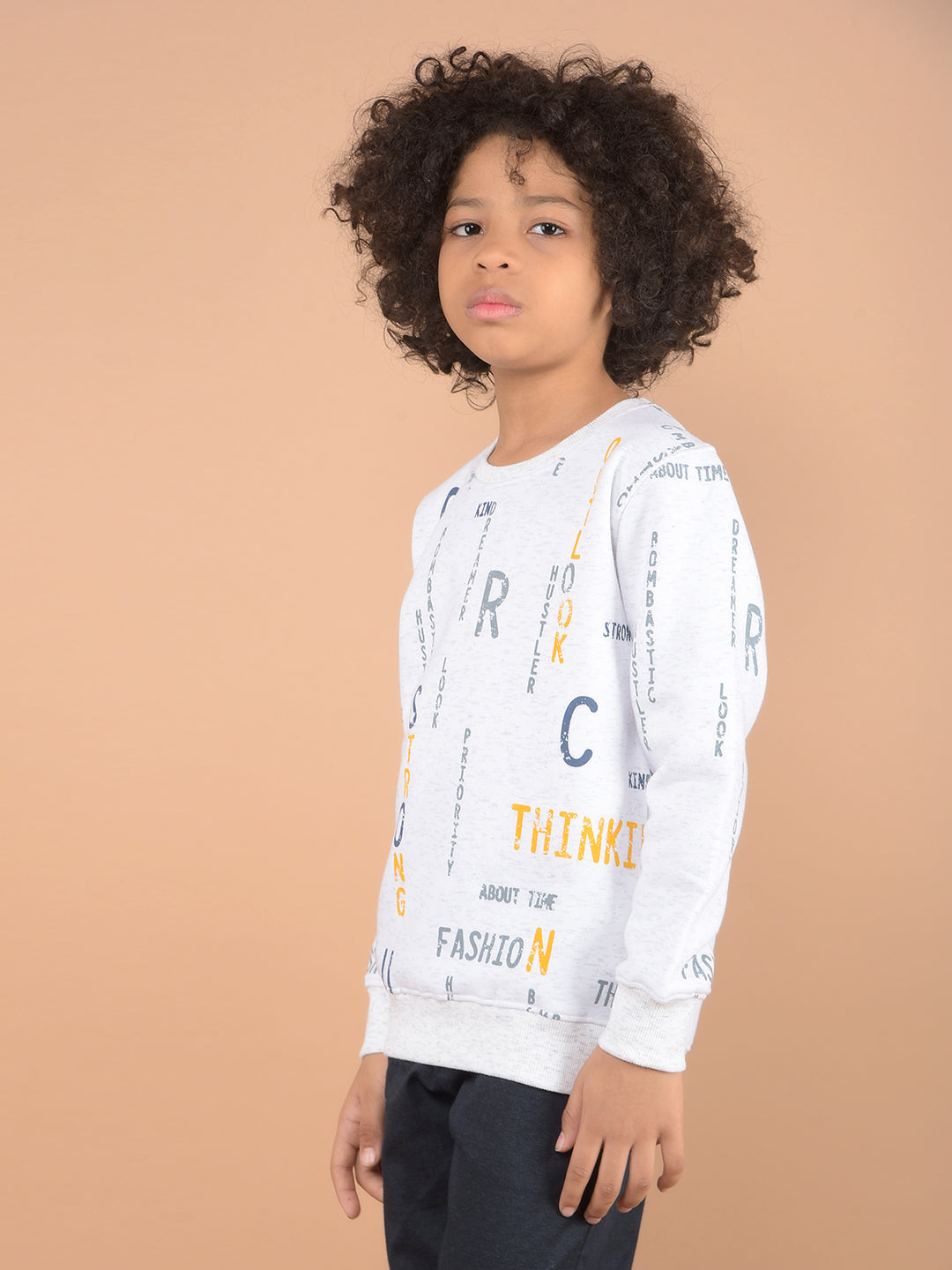 White Typographic Print Sweatshirt-Boys Sweatshirts-Crimsoune Club