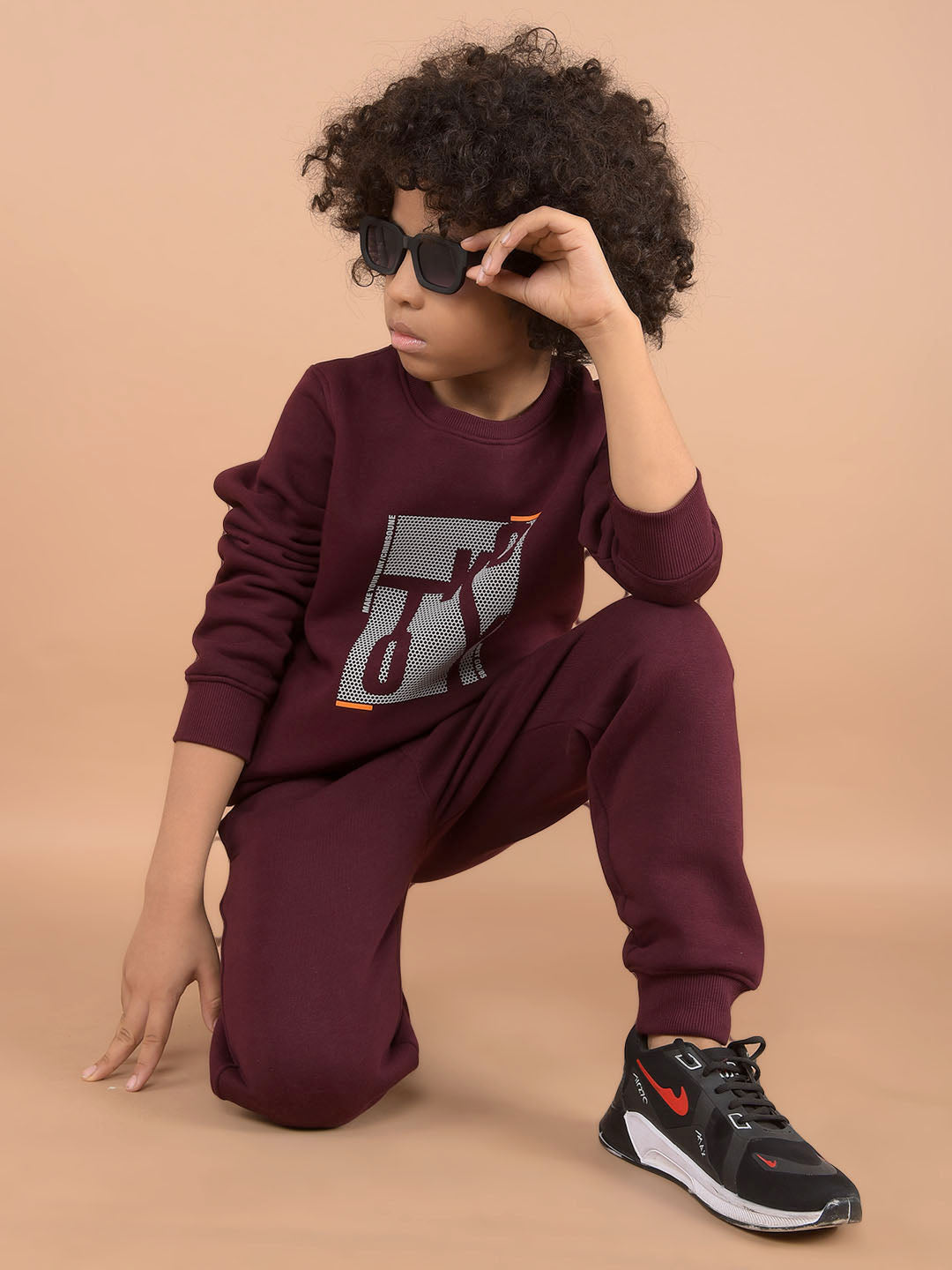 Wine Graphic Print Sweatshirt-Boys Sweatshirts-Crimsoune Club