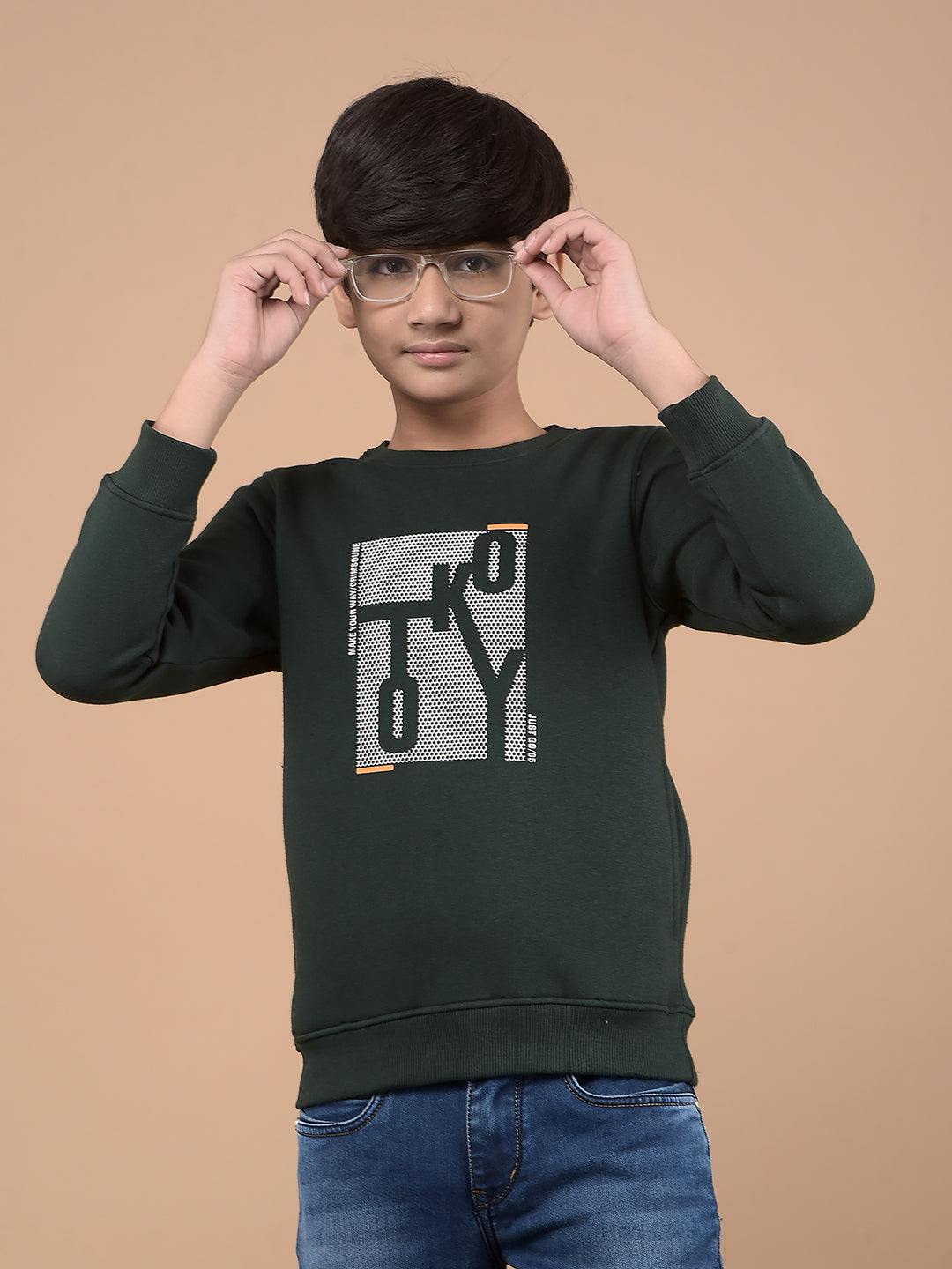 Green Typographic Print Sweatshirt