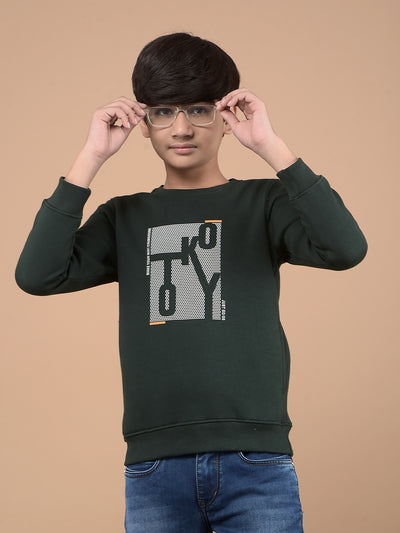 Green Typographic Print Sweatshirt