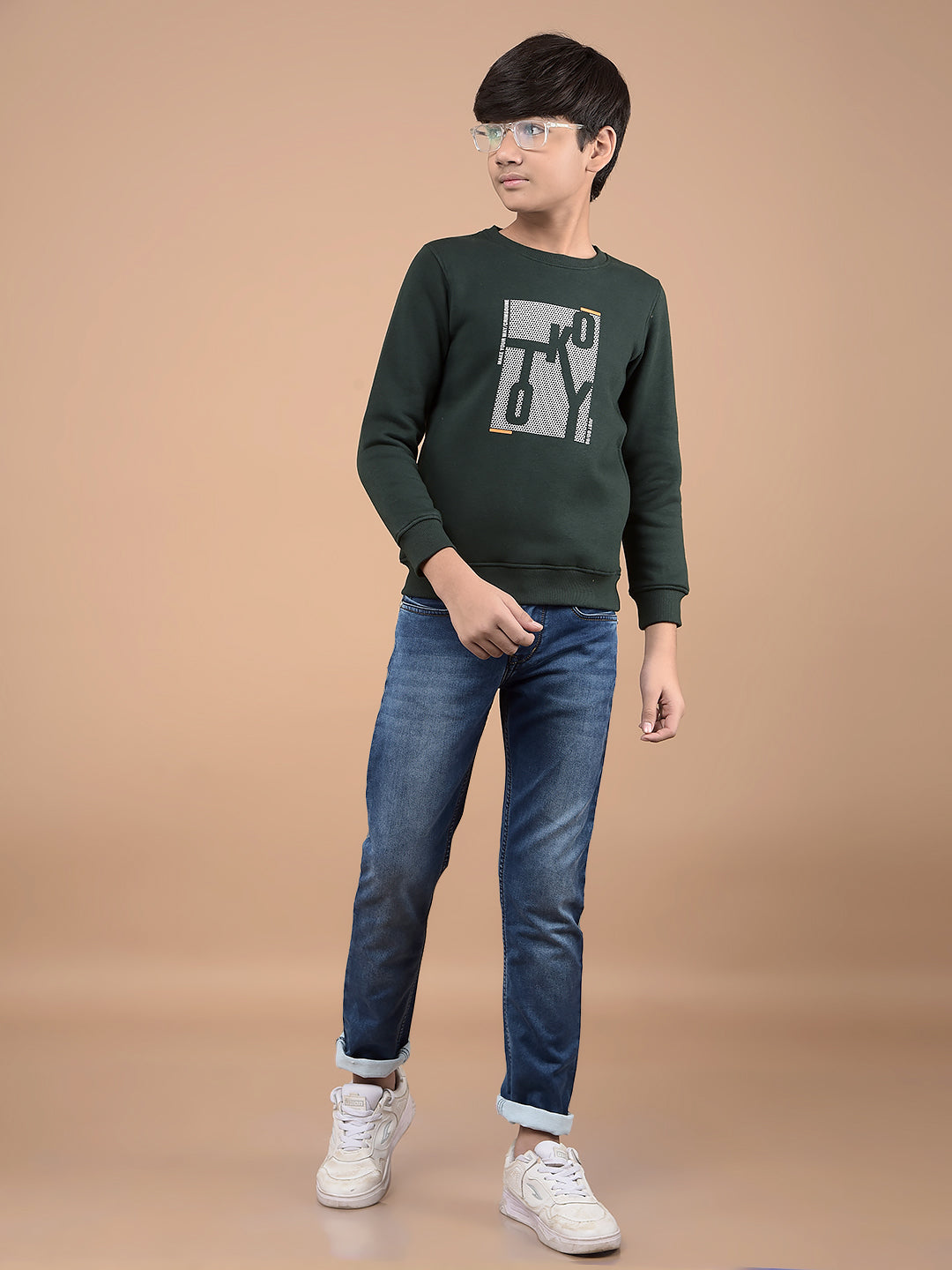 Green Typographic Print Sweatshirt