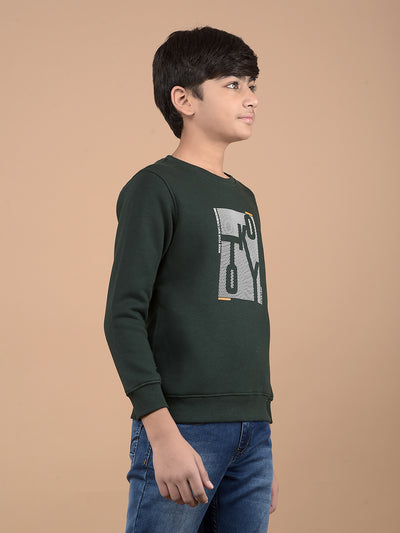 Green Typographic Print Sweatshirt