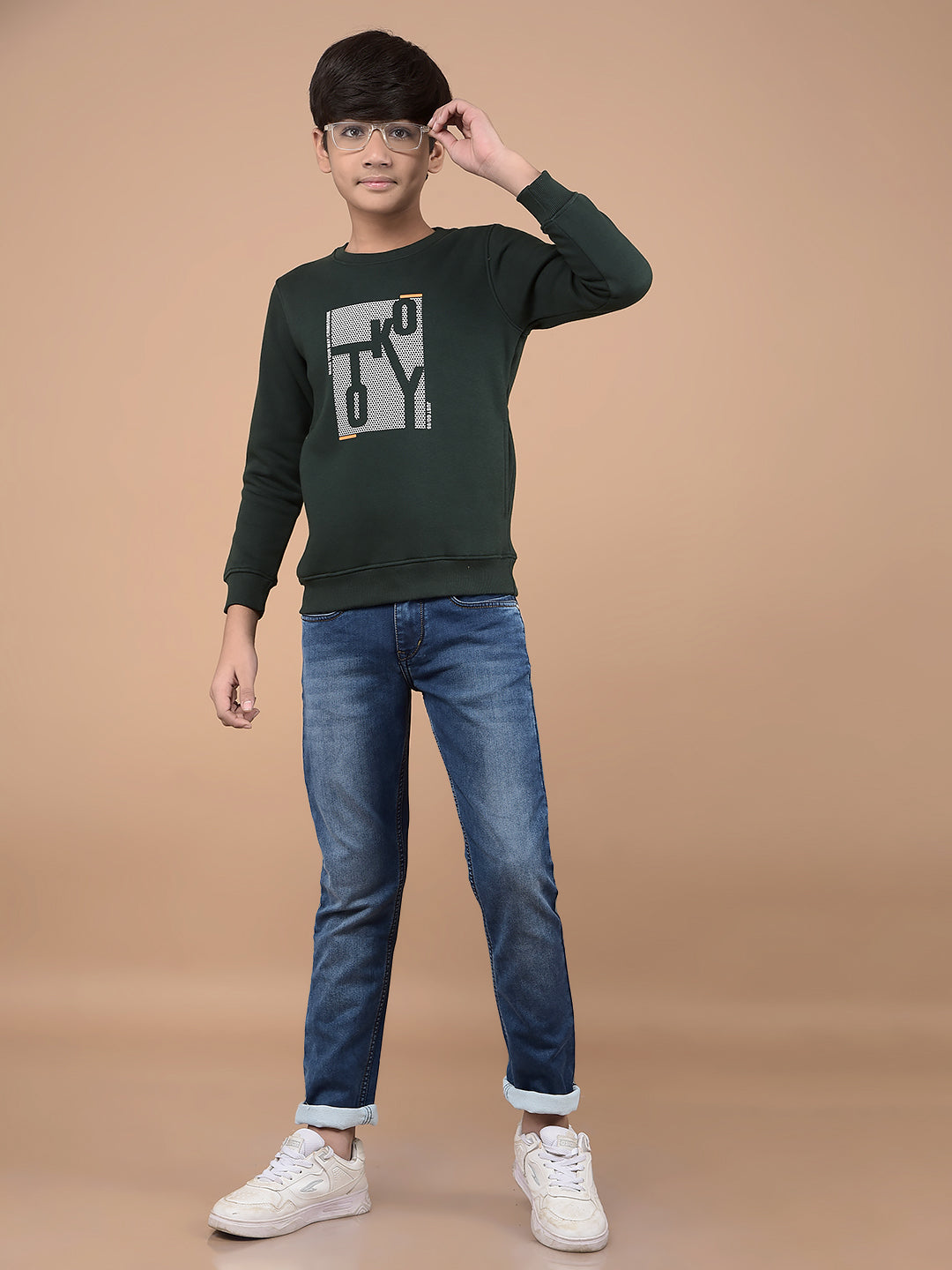 Green Typographic Print Sweatshirt