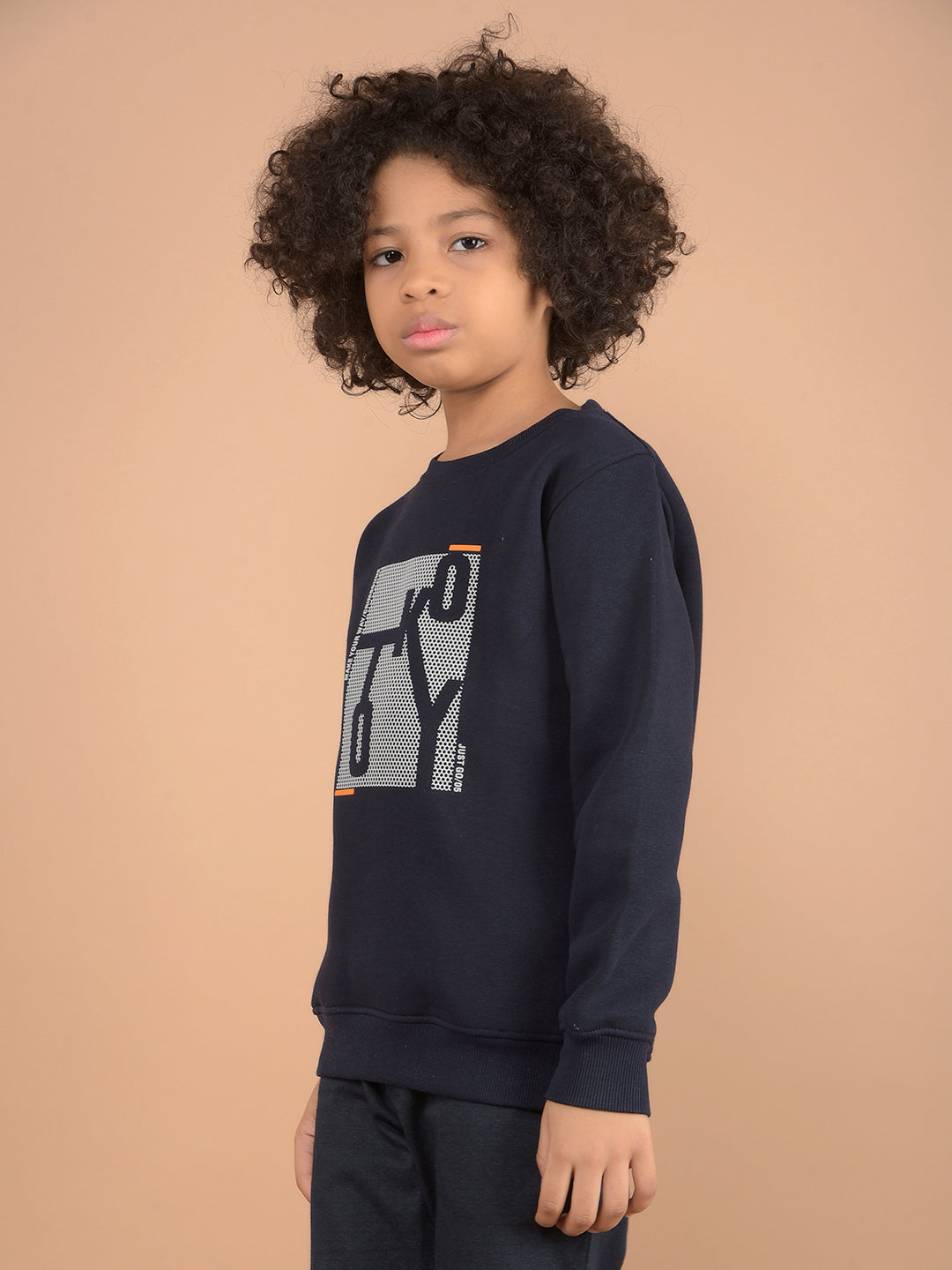 Navy Blue Graphic Print Sweatshirt-Boys Sweatshirts-Crimsoune Club