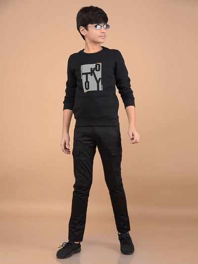 Black Typographic Print Sweatshirt