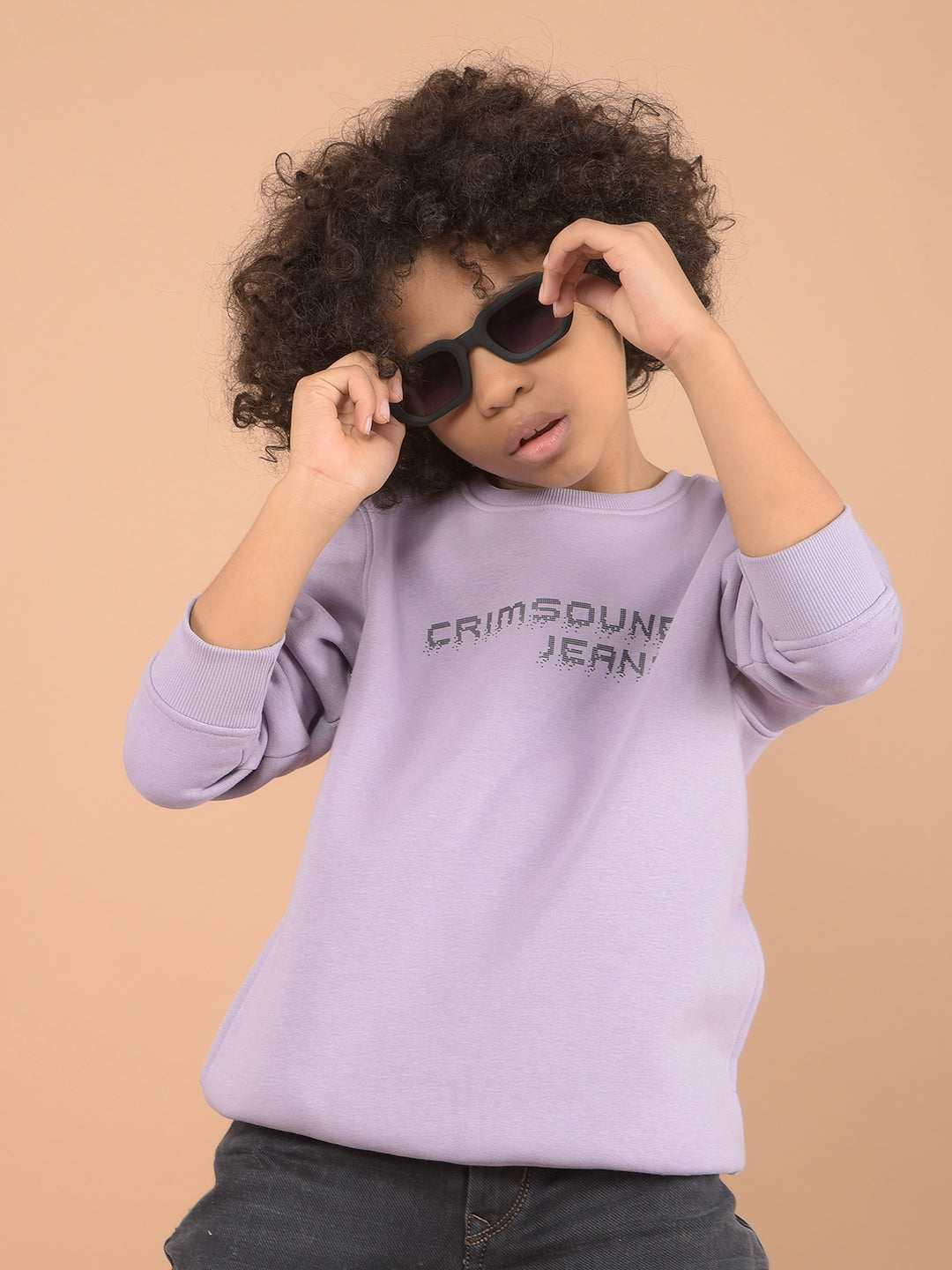 Purple Typographic Print Sweatshirt-Boys Sweatshirts-Crimsoune Club