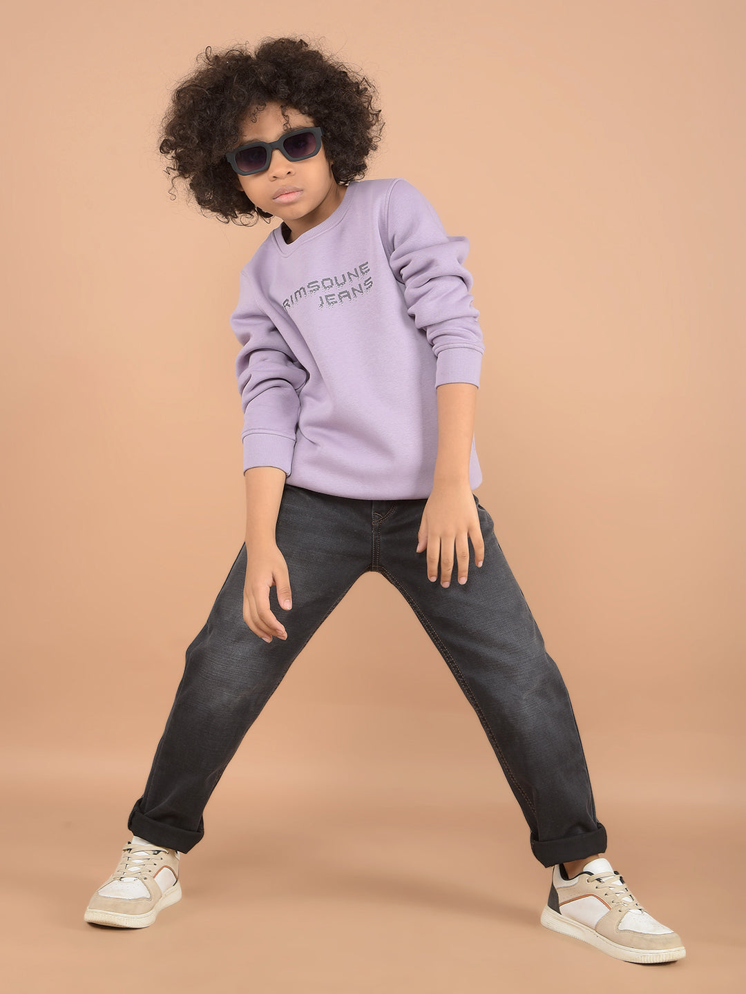 Purple Typographic Print Sweatshirt-Boys Sweatshirts-Crimsoune Club