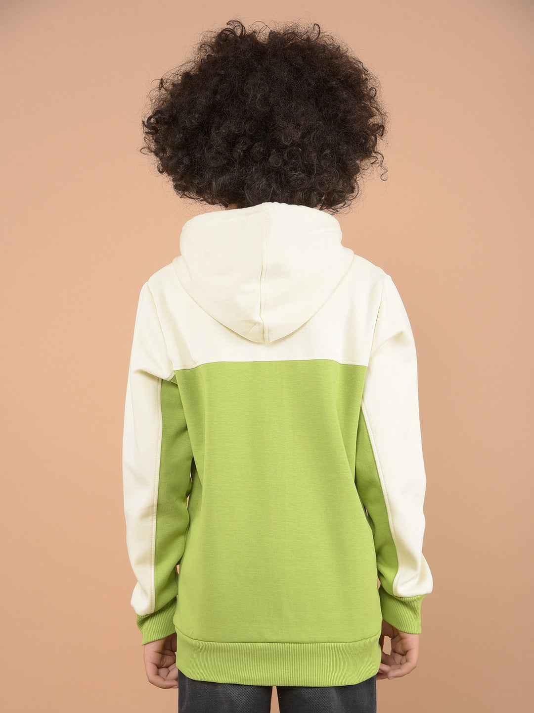 Green Color-Block Hooded Neck Sweatshirt-Boys Sweatshirts-Crimsoune Club