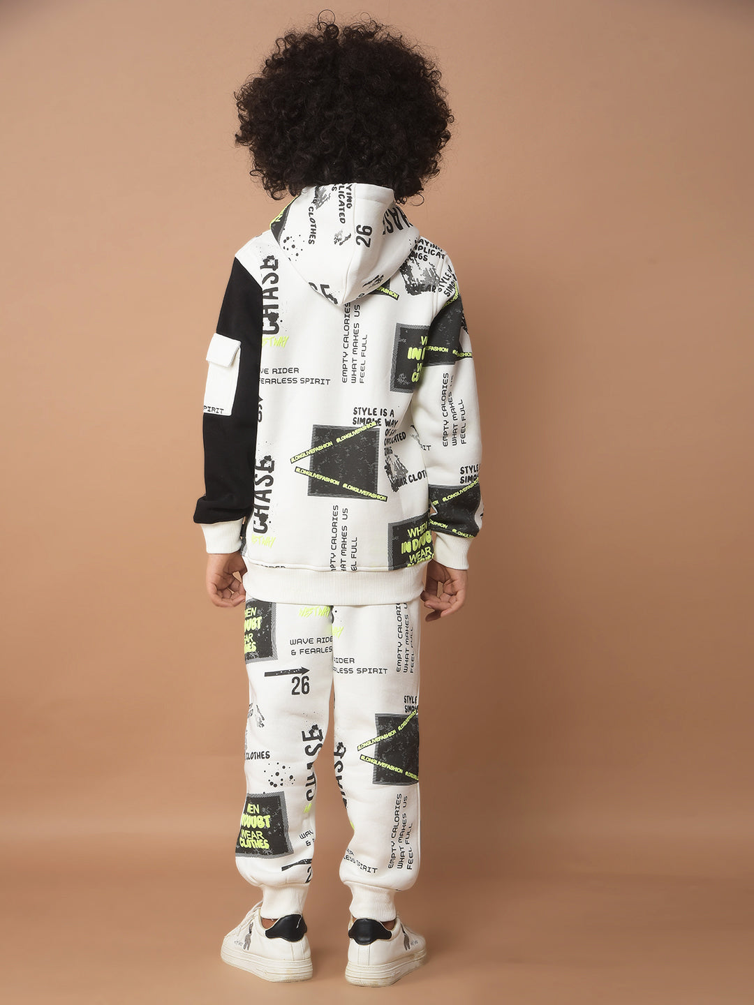 White Typographic Print Sweatshirt & Joggers Co-Ord Set-Boy Co-Ord Sets-Crimsoune Club