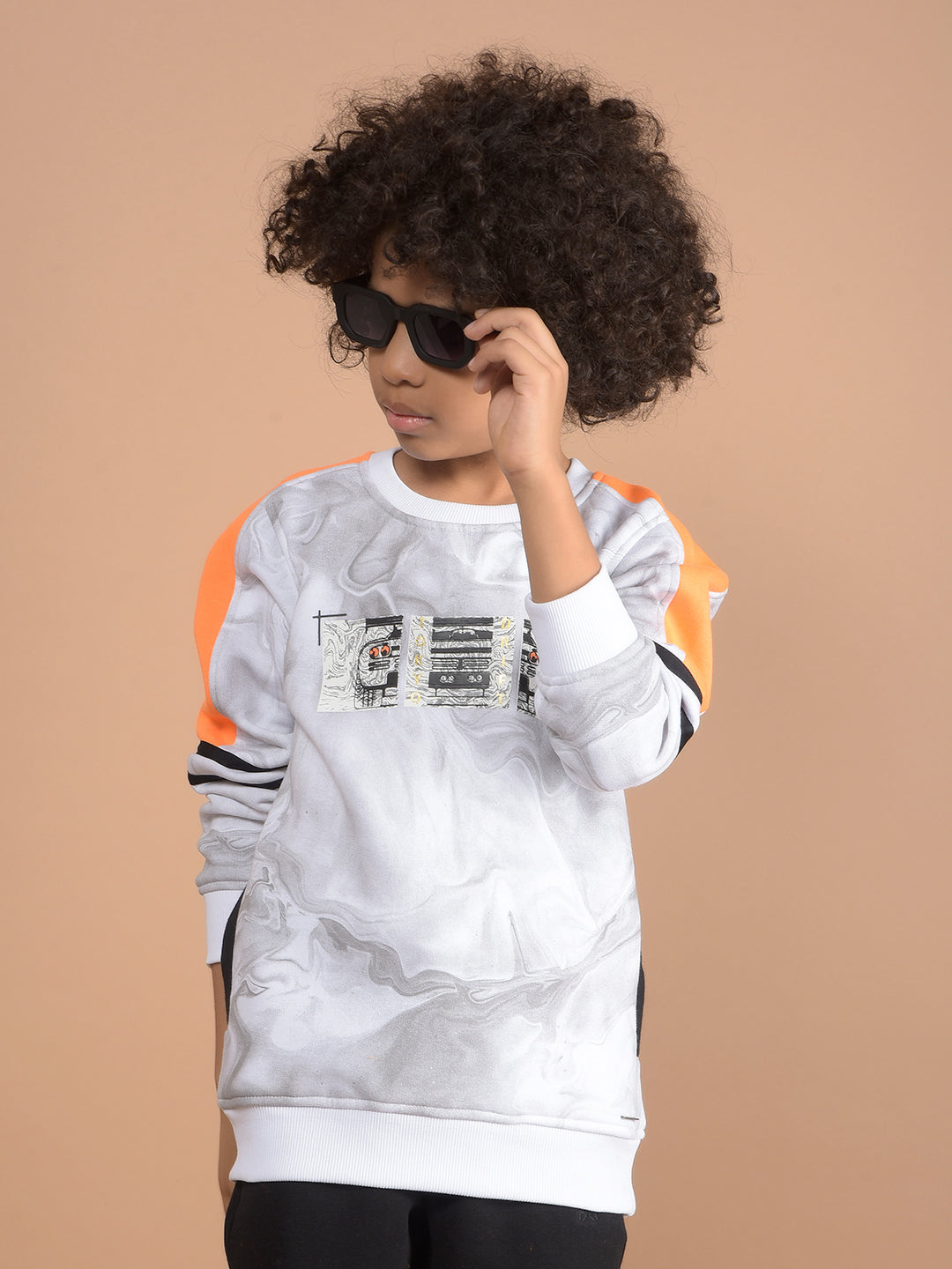 White Printed Sweatshirt-Boys Sweatshirts-Crimsoune Club