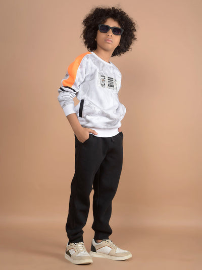 White Printed Sweatshirt-Boys Sweatshirts-Crimsoune Club