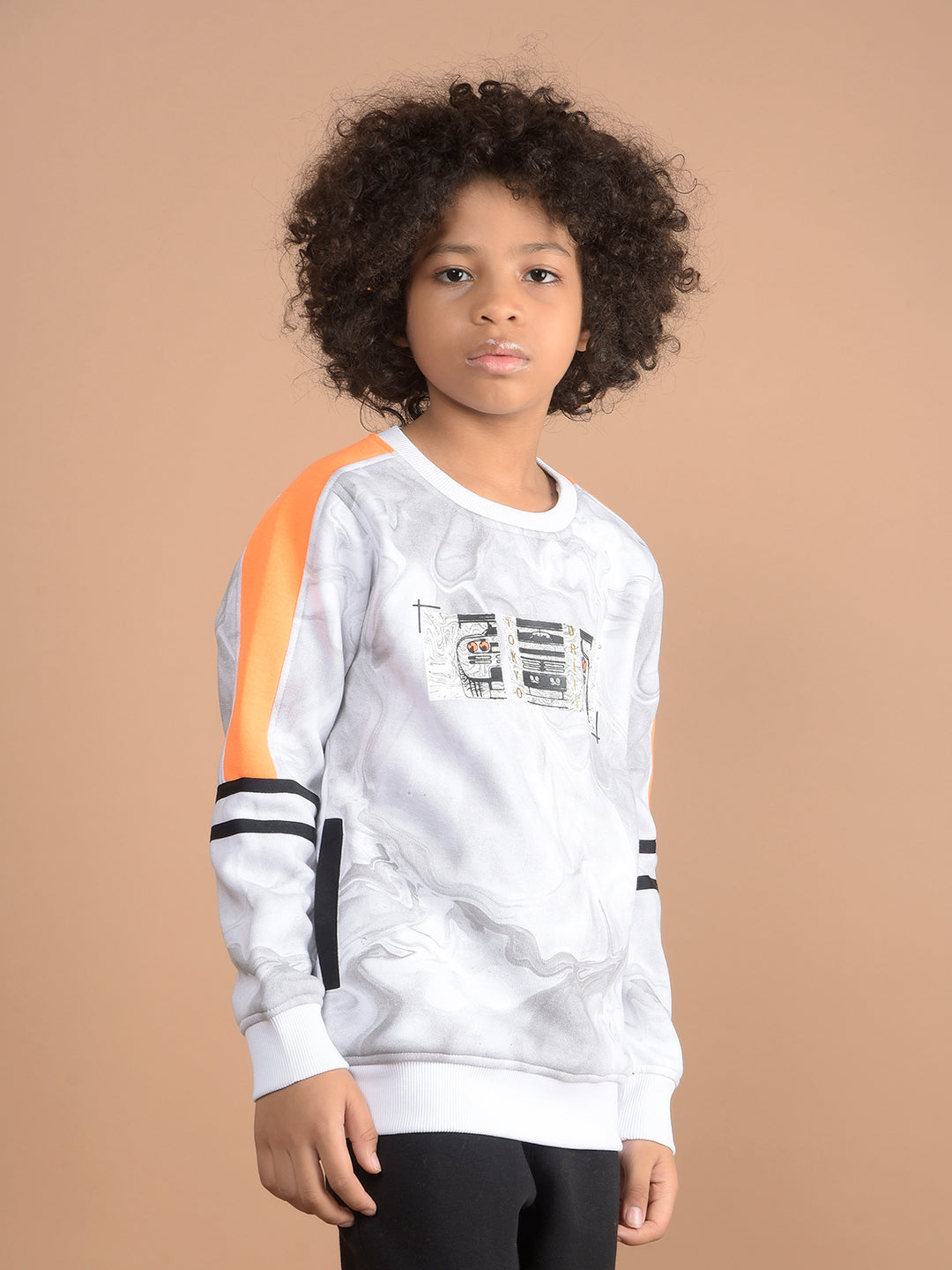 White Printed Sweatshirt-Boys Sweatshirts-Crimsoune Club