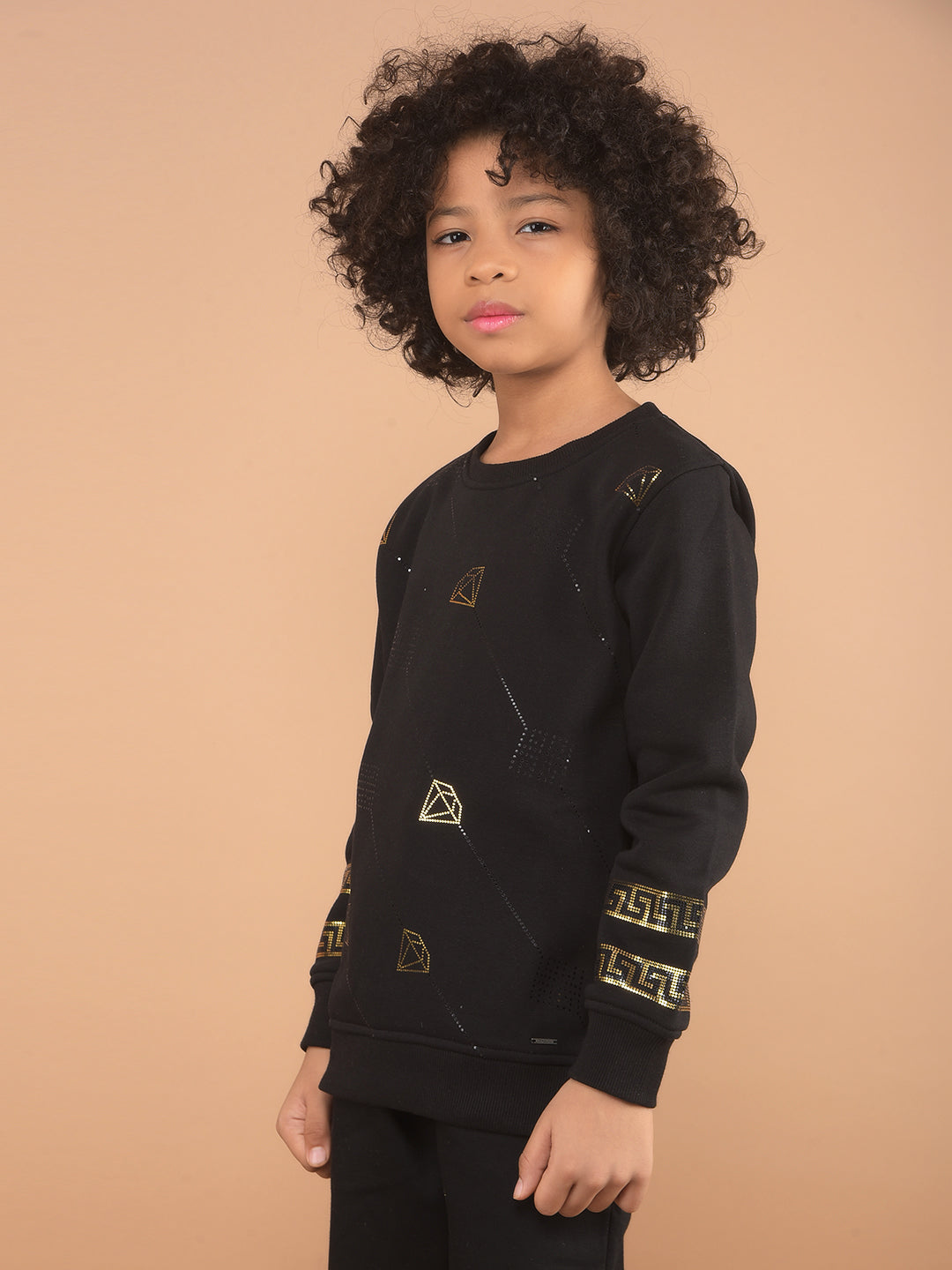 Black Graphic Print Sweatshirt-Boy Sweatshirts-Crimsoune Club