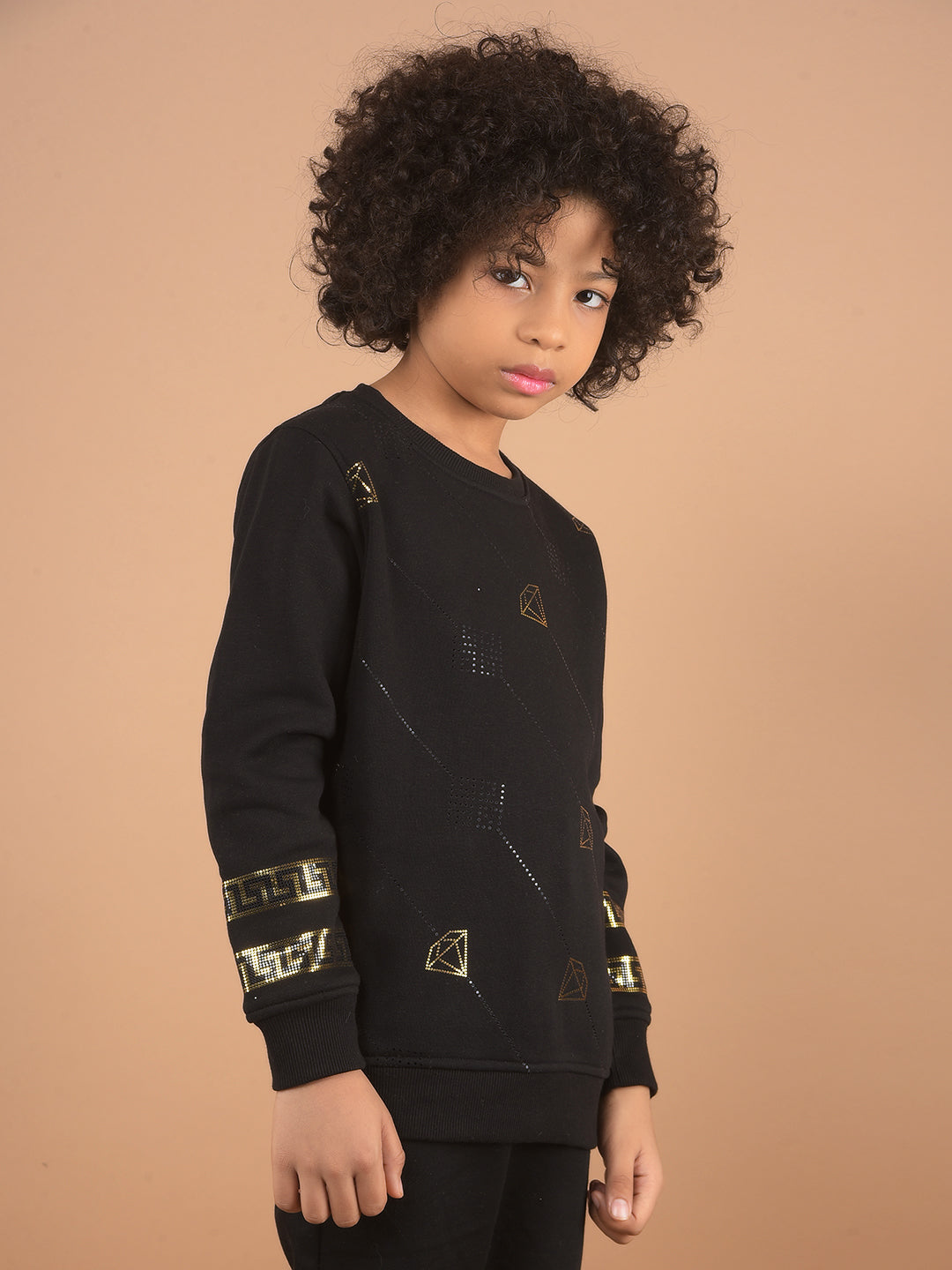 Black Graphic Print Sweatshirt-Boy Sweatshirts-Crimsoune Club