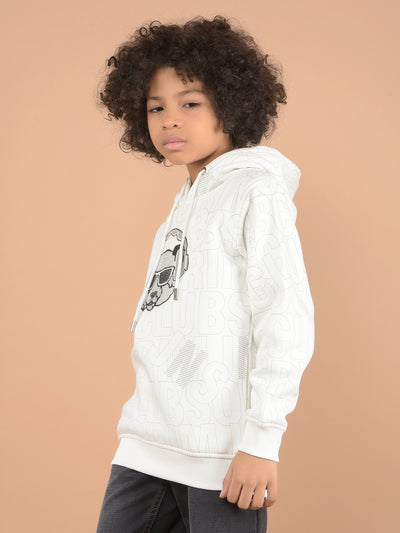 White Graphic Print Hooded Neck Sweatshirt-Boys Sweatshirts-Crimsoune Club