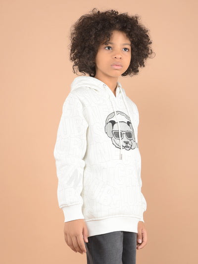 White Graphic Print Hooded Neck Sweatshirt-Boys Sweatshirts-Crimsoune Club