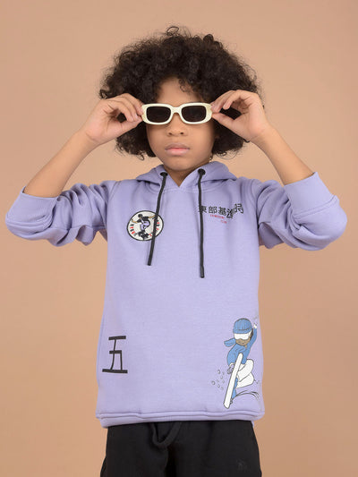 Purple Graphic Print Hooded Neck Sweatshirt-Boys Sweatshirts-Crimsoune Club