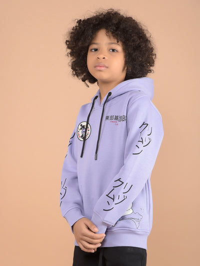 Purple Graphic Print Hooded Neck Sweatshirt-Boys Sweatshirts-Crimsoune Club