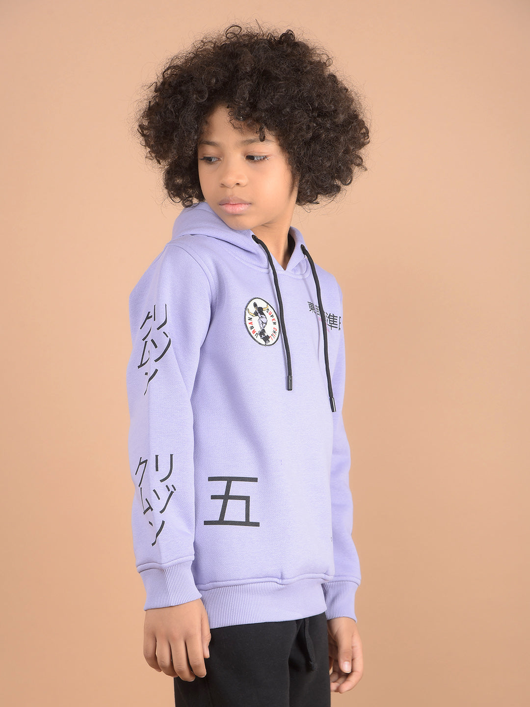 Purple Graphic Print Hooded Neck Sweatshirt-Boys Sweatshirts-Crimsoune Club