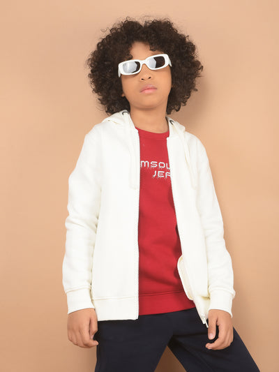 White Hooded Sweatshirt-Boy Sweatshirts-Crimsoune Club