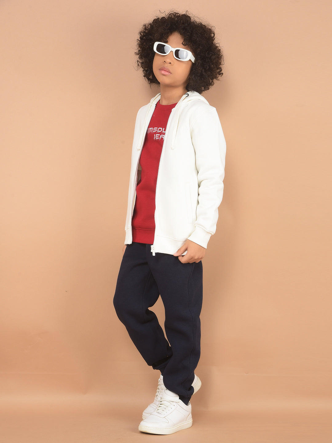 White Hooded Sweatshirt-Boy Sweatshirts-Crimsoune Club