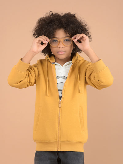 Mustard Hooded Neck Sweatshirt-Boys Sweatshirts-Crimsoune Club