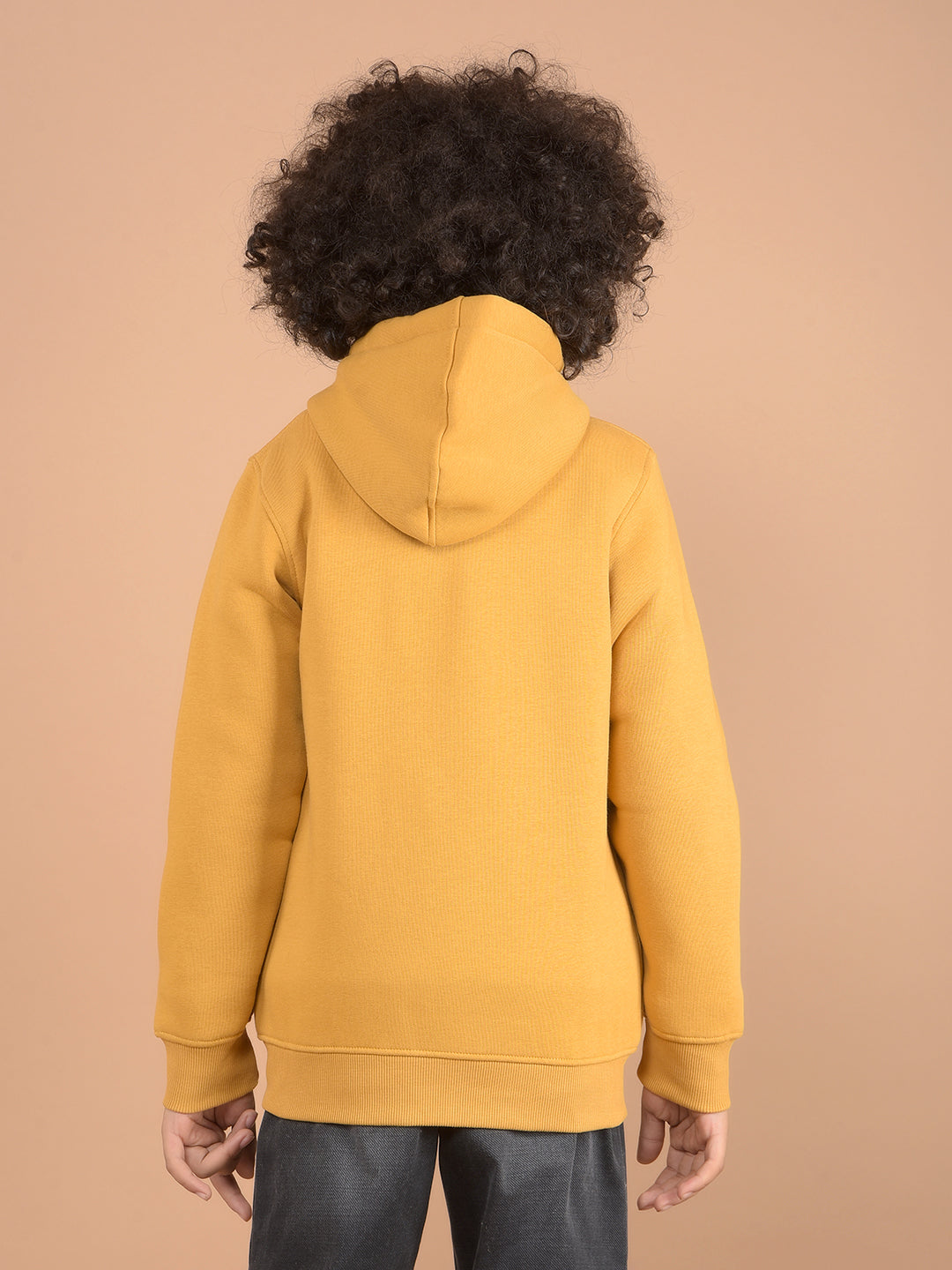 Mustard Hooded Neck Sweatshirt-Boys Sweatshirts-Crimsoune Club