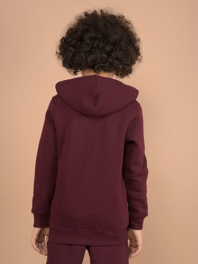 Wine Hooded Neck Sweatshirt-Boys Sweatshirts-Crimsoune Club