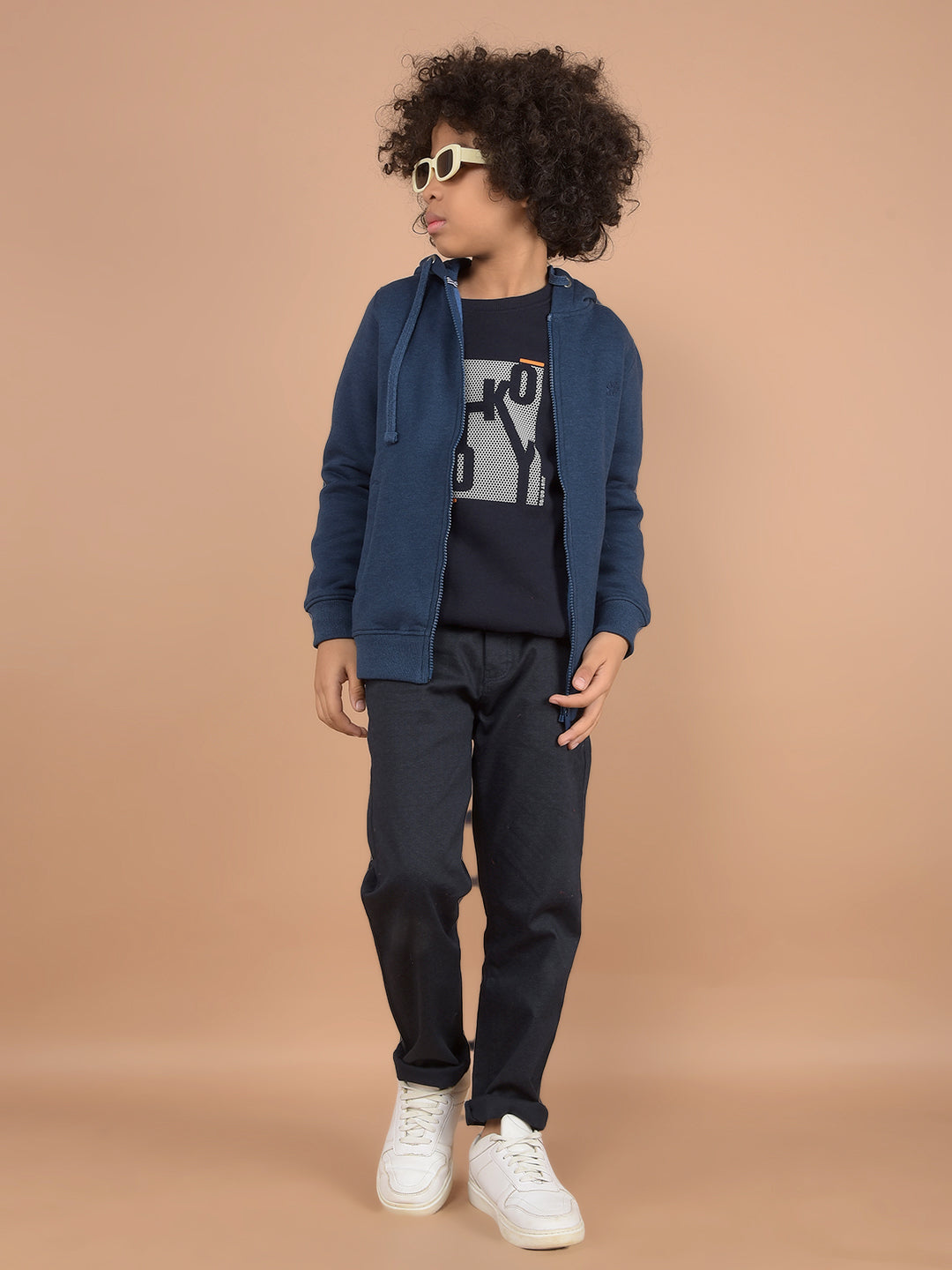 Blue Hooded Neck Sweatshirt-Boys Sweatshirts-Crimsoune Club