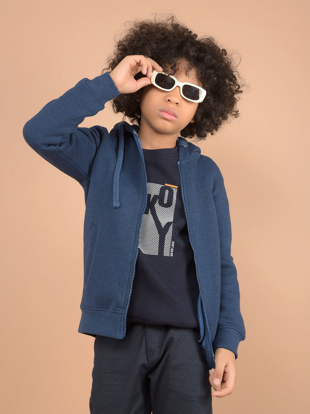 Blue Hooded Neck Sweatshirt-Boys Sweatshirts-Crimsoune Club