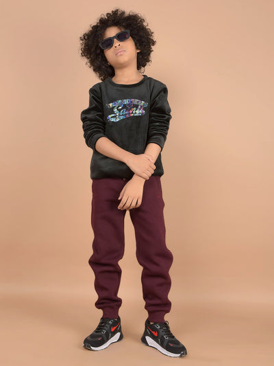 Black Graphic Print Sweatshirt-Boys Sweatshirts-Crimsoune Club