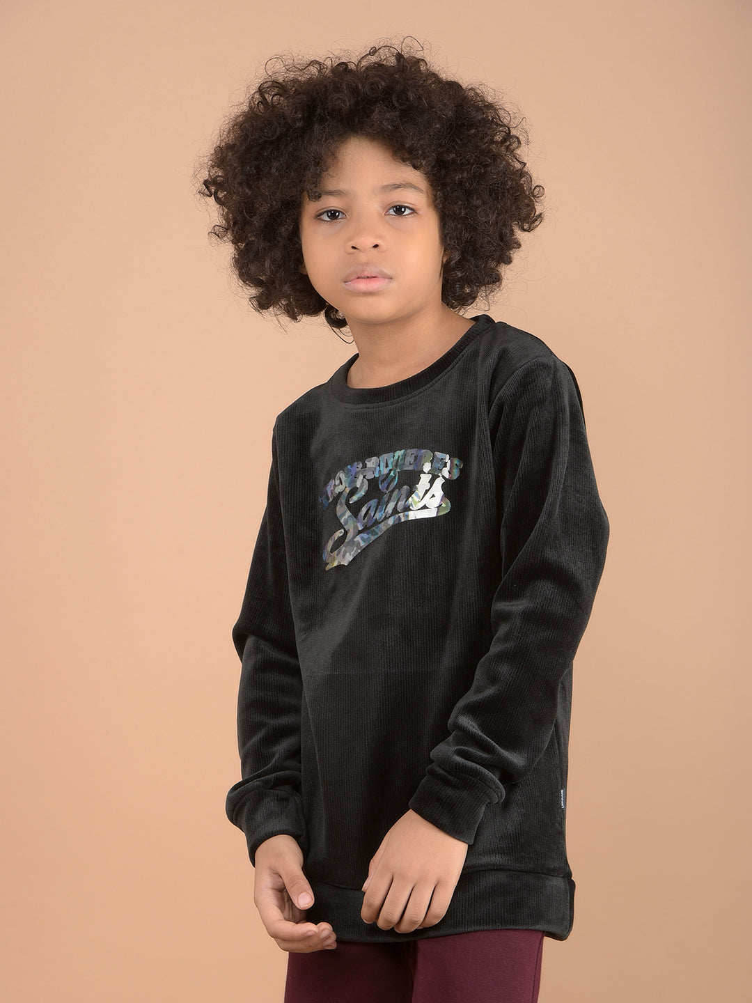 Black Graphic Print Sweatshirt-Boys Sweatshirts-Crimsoune Club