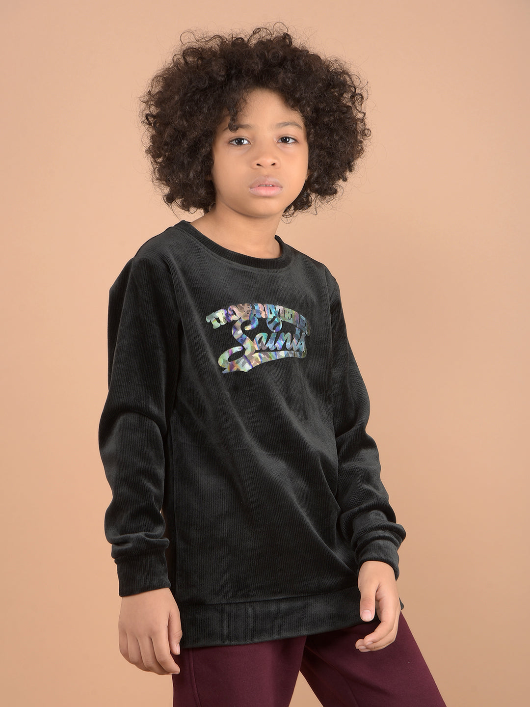 Black Graphic Print Sweatshirt-Boys Sweatshirts-Crimsoune Club