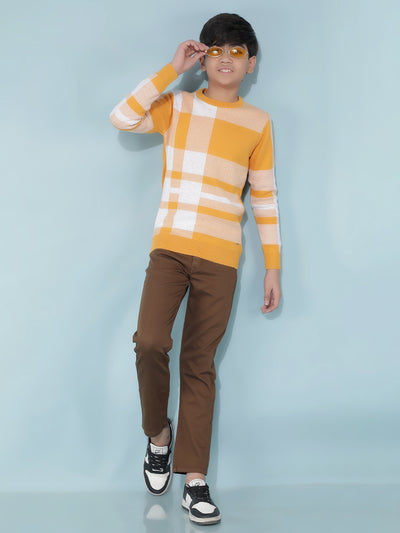 Mustard Checked Sweater-Boys Sweaters-Crimsoune Club