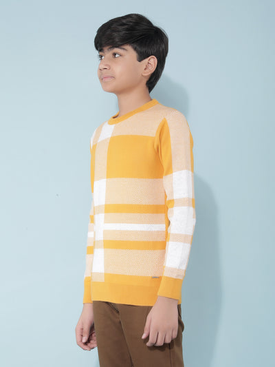 Mustard Checked Sweater-Boys Sweaters-Crimsoune Club