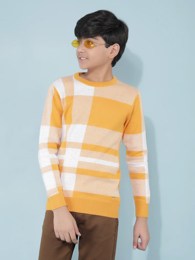 Mustard Checked Sweater-Boys Sweaters-Crimsoune Club