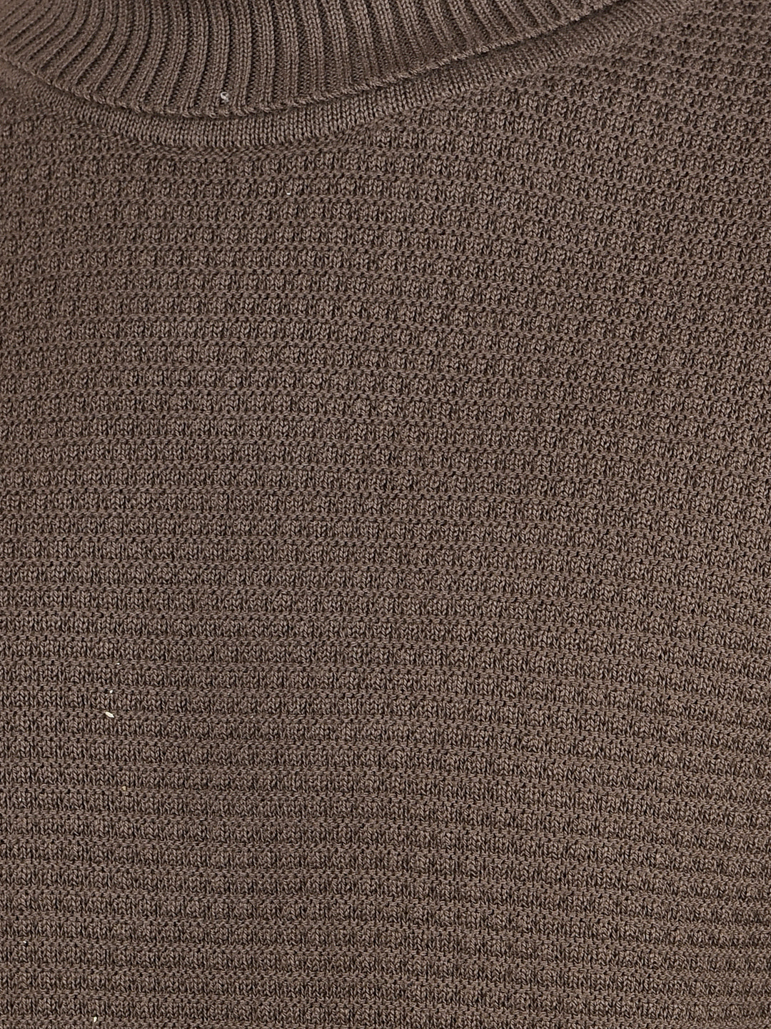 Brown High Neck 100% Cotton Sweater